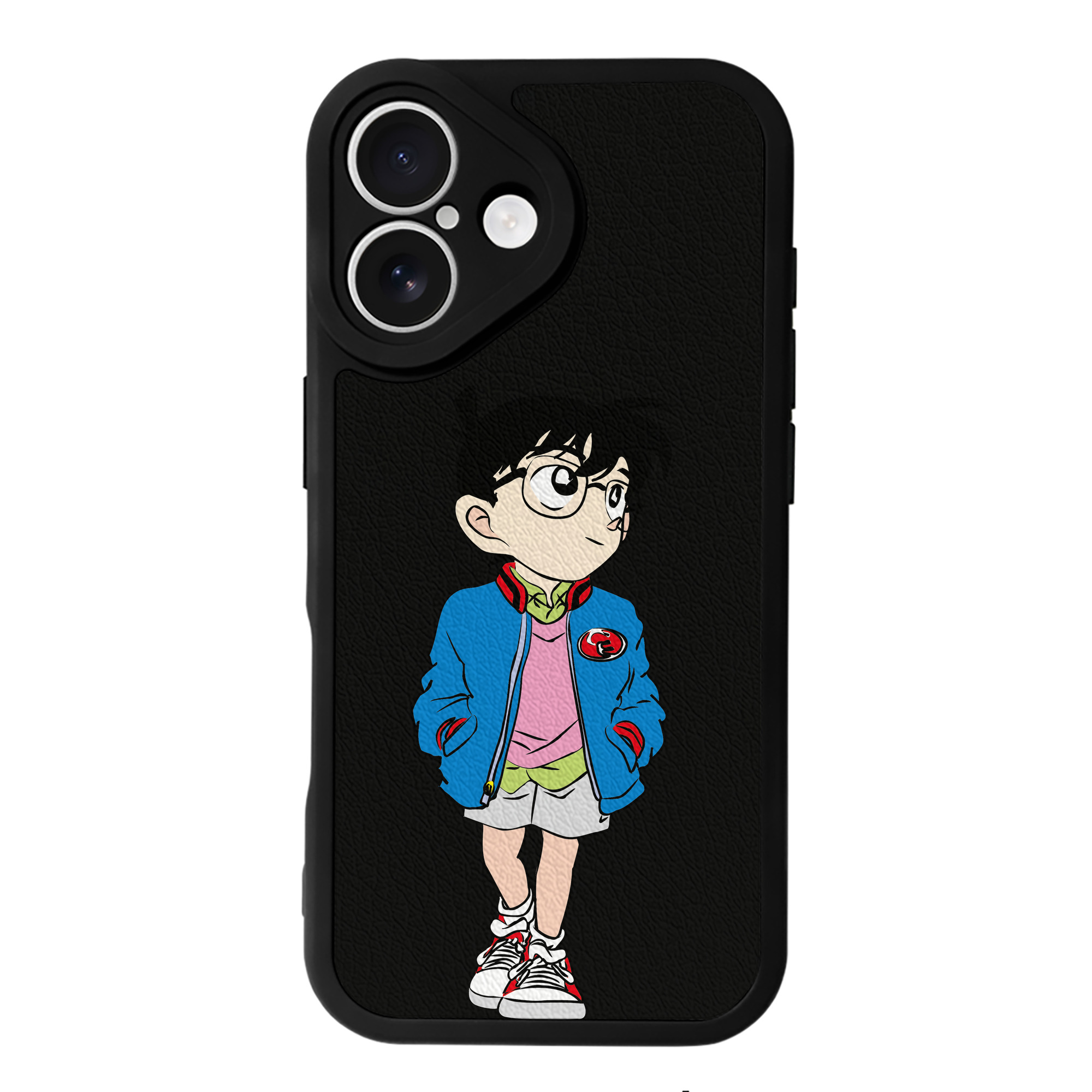 （画像用） 名探偵コナン 江戸川 コナン Detective Conan Conan Edogawa 【iPhone 16シリーズ対応】シリコンスマホケース（レザー調） 材質：シリコン